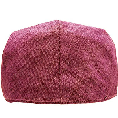 Men's Linen Flat Ivy Gatsby Summer Newsboy Hats - color: Burgundy, size: Small-Medium