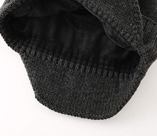 Home Prefer Mens Winter Hat Knit Earflap Hat Stocking Caps with Ears Beanie Hat - color: Dark Heather Grey