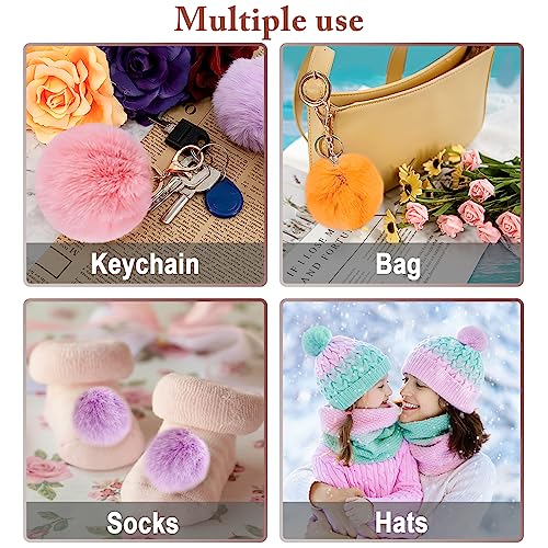 BQTQ 40 Pcs Faux Fur Pom Poms DIY Hat Pompoms with Elastic Loop (Bright) - color: Bright Color