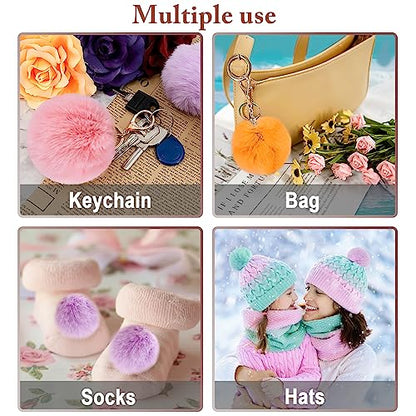 BQTQ 40 Pcs Faux Fur Pom Poms DIY Hat Pompoms with Elastic Loop (Bright) - color: Bright Color