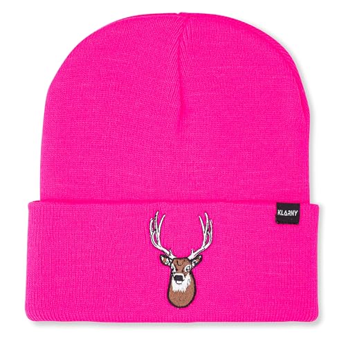 Blaze Orange Deer Hunting Hat, Stretchy Knit Hunting Beanie, One Size - color: Pink, style: 1 Pack