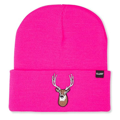 Blaze Orange Deer Hunting Hat, Stretchy Knit Hunting Beanie, One Size - color: Pink, style: 1 Pack