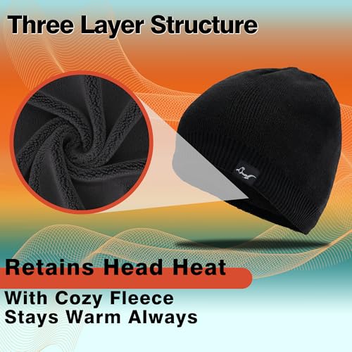 Waterproof Knit Beanie – for Women and Men - color: Black