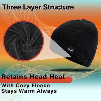 Waterproof Knit Beanie – for Women and Men - color: Black