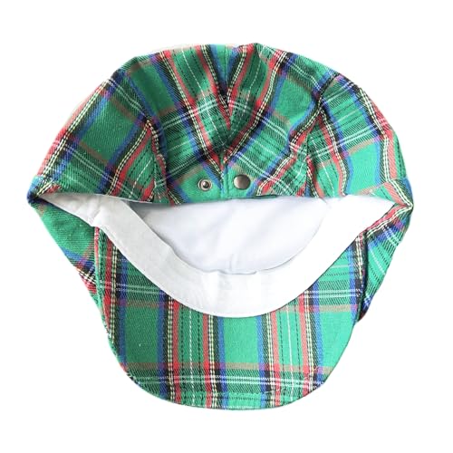 Mens Plaid Newsboy Flat Cap Ivy Gatsby Driving Hunting Cabbie Hat - color: Green-plaid B