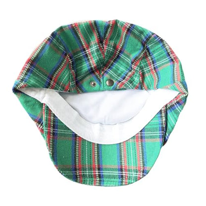 Mens Plaid Newsboy Flat Cap Ivy Gatsby Driving Hunting Cabbie Hat - color: Green-plaid B