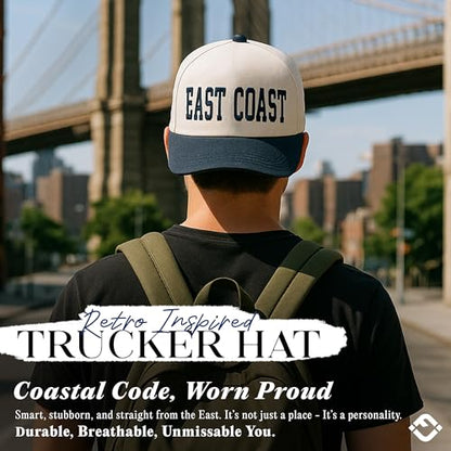 Funky Junque Trucker Snapback Hat - color: East Coast - Navy/Beige