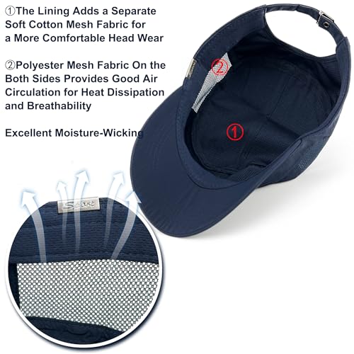 Loneshark Water Resistant Military Hat Quick Dry Cadet Cap Army Flat Top - color: Sport-logo-w-mesh-navy