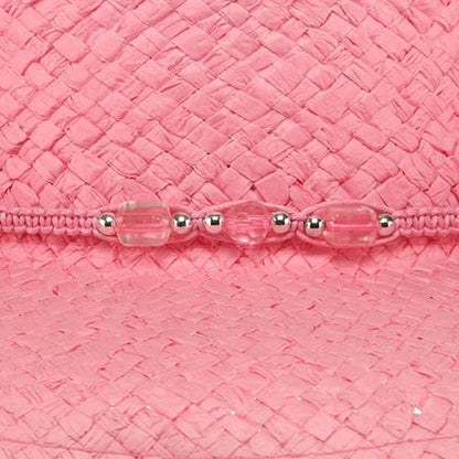 MG Womens Straw Outback Toyo Cowboy Hat, Pink