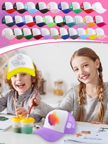 10 Pack Kids Trucker Hats Bulk Blank Mesh Baseball Hats Adjustable Sublimation Caps for Boys Girls DIY Craft - color: Color Style 1