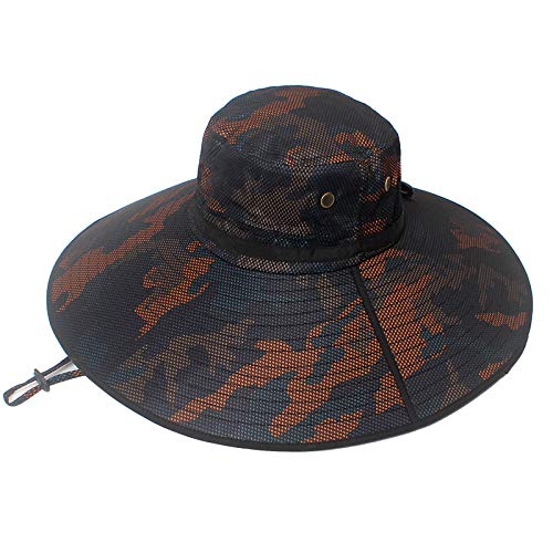 HUAMULAN Men Wide Brim Sun Hat Summer Outdoor Women Bucket Fishing Hats - color: B4mh-org