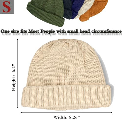 Croogo Daily Skull Cap Knit Beanie Hat Classic Men Warm Winter Hats Trawler Toboggan Cap Roll-up Edge Swag Fisherman Ski Cap - color: Kh45-nn-s-beige, size: Small