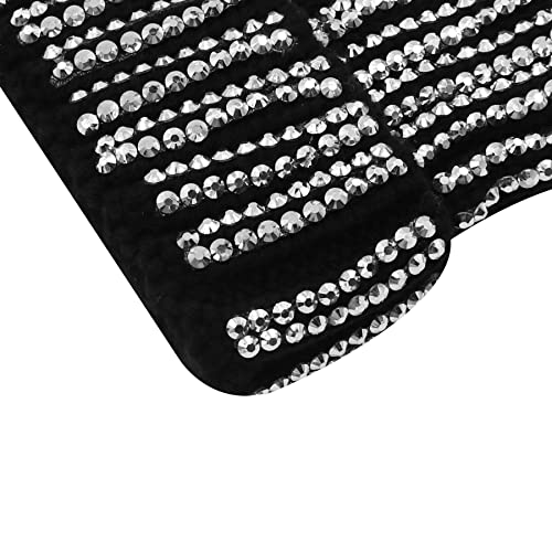 Women Sparkly Sequins Knitted Beanie Hat Warm Winter Skull Cap with Faux Fur Pom Pom - color: Black Rhinestone