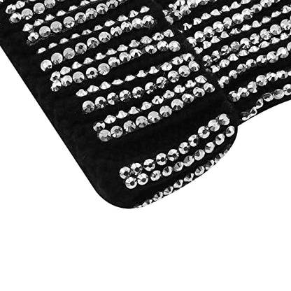 Women Sparkly Sequins Knitted Beanie Hat Warm Winter Skull Cap with Faux Fur Pom Pom - color: Black Rhinestone