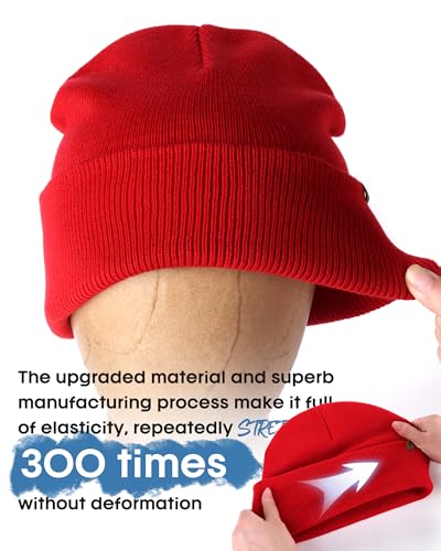FURTALK Beanie for Men Women Cuffed Thick Knitted Winter Hat Skull Cap - color: Red