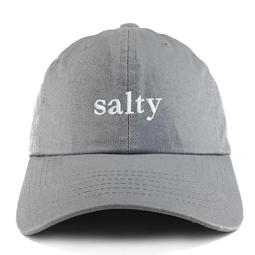 Trendy Apparel Shop Salty Embroidered Solid Adjustable Unstructured Dad Hat - color: Grey