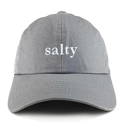 Trendy Apparel Shop Salty Embroidered Solid Adjustable Unstructured Dad Hat - color: Grey