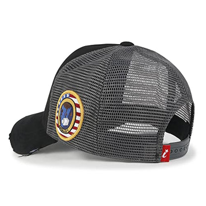 ililily NASA Meatball Logo Embroidery Baseball Cap Apollo 1 Patch Trucker Hat - color: Black - Premium, size: Large