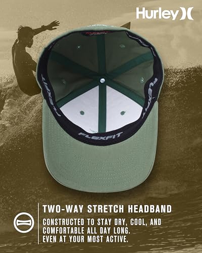 Hurley Mens Textured Fitted Baseball Cap, Moisture Wicking, Curved Brim - color: Veranda, size: Large-X-Large