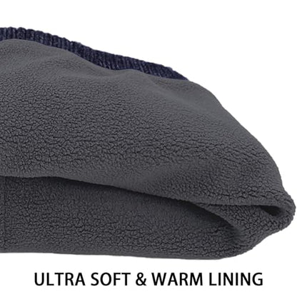 Winter Beanie Hats for Women Men Fleece Slouchy Knit Thick Beanies Warm Thermal Snow Ski Hat Gifts for Cold Weather - color: Navy