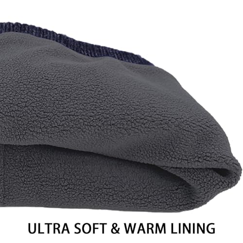 Winter Beanie Hats for Women Men Fleece Slouchy Knit Thick Beanies Warm Thermal Snow Ski Hat Gifts for Cold Weather - color: Navy