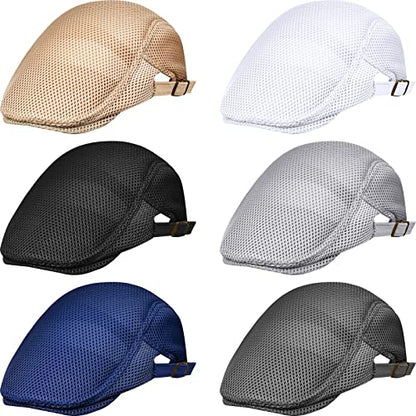 Geyoga 6 Pcs Men's Flat Cap Newsboy Hat Adjustable - style: Adjustable