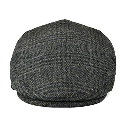 FEINION Men's Wool Tweed Newsboy Ivy Cap Gatsby Golf Flat Hat - color: Plaid Green, size: 7 1/4