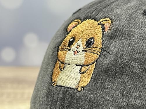 Adjustable Embroidery Animal Baseball Hat for Kid Toddler Child - color: Hamster (Washed Black)