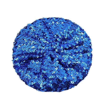 JUMISEE Sparkly Sequin Berets for Women Girls Fashion Beanie Hat Costume Accessories for Festival Party Dance - color: Blue
