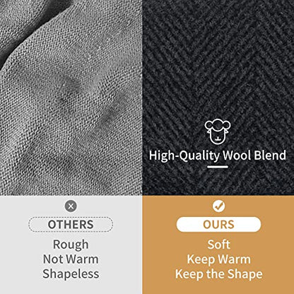 POUDAY Newsboy Cap for Men - Irish Newsies Cabbie Hat - Flat Winter Hat - color: Stripe-grey, size: X-Large