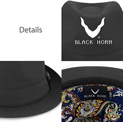 The Hat Depot Premium Paisley Lining Unisex Fedora Hat - color: 1. Premium - Black, size: Large-X-Large