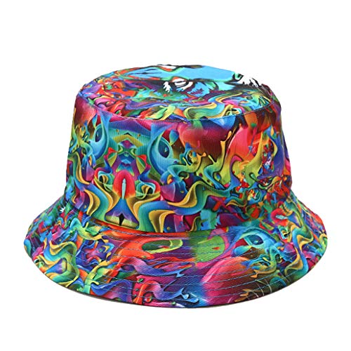 Quanhaigou Reversible Printed Bucket Hat,Summer Beach Outdoor Cap - color: Multicolor
