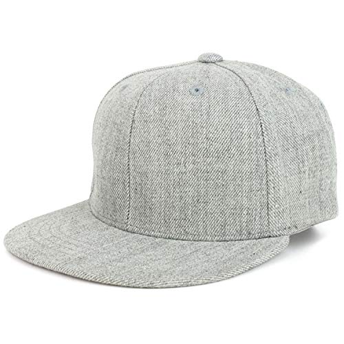 Armycrew Youth Kid's Solid Color Flat Bill Snapback Baseball Cap - color: Heather Grey