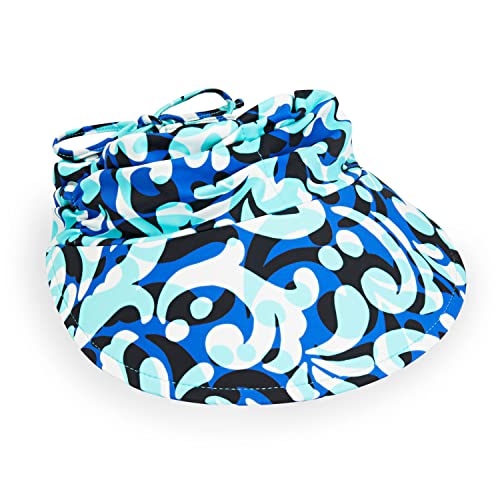 Wallaroo Hat Company Women's Aqua Sun Visor – UV Sun Protection, Water Friendly, Packable Design, Adjustable - color: Palazzo Cobalt