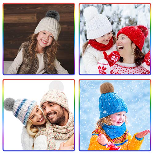 BQTQ 26 Pcs Faux Fur Pom Poms DIY Hat Pompom with Elastic Loop (Soft Color) - color: Soft Color
