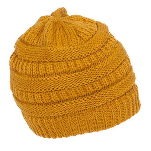 Gravity Threads Knit Soft Stretch Beanie Cap - color: Mustard