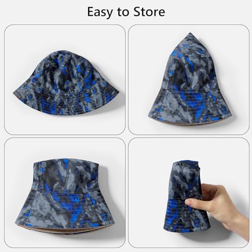 UPF 50+ Reversible Sun Hat - color: Khaki/Blue&grey Camo, size: Medium