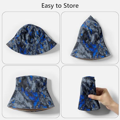 UPF 50+ Reversible Sun Hat - color: Khaki/Blue&grey Camo, size: Large