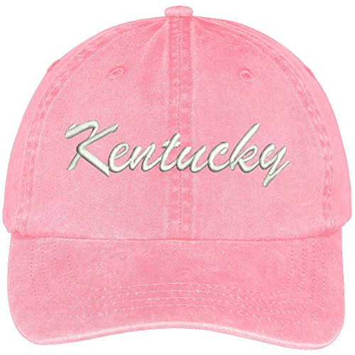 Trendy Apparel Shop Kentucky State Embroidered Low Profile Adjustable Cotton Cap - color: Pink