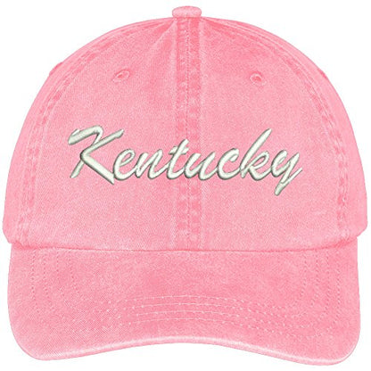 Trendy Apparel Shop Kentucky State Embroidered Low Profile Adjustable Cotton Cap - color: Pink