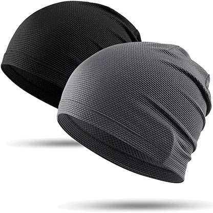 WTACTFUL Cooling Breathable Skull Cap Men Women, Sweat Wicking 1-2-4 Pack - color: #Black + Gray