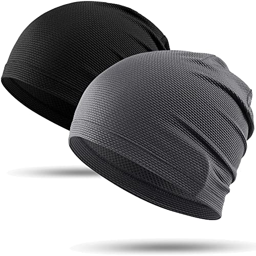 WTACTFUL Cooling Breathable Skull Cap Men Women, Sweat Wicking 1-2-4 Pack - color: #Black + Gray