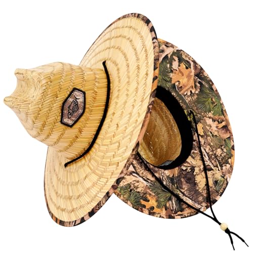 Palmyth Straw Hat for Men & Women Sun Hats, Beach Hat, Fishing Hat UPF 50+ - color: Mistygrovecamo
