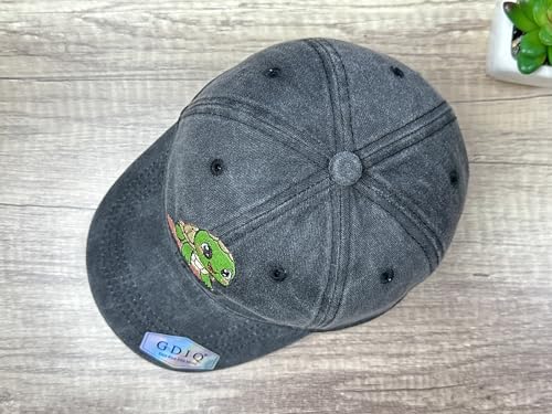 Adjustable Embroidery Animal Baseball Hat for Kid Toddler Child - color: Turtle (Washed Black)