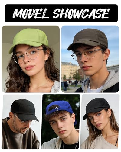Croogo 5 Panel Short Brim Cotton Baseball Cap Adjustable Hat for Men - color: Lightgreen