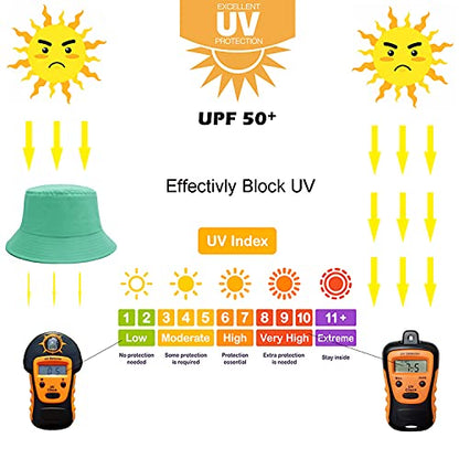 Bucket Hat for Women Men, Reversible Cotton Summer Sun Beach Cap Solid Color Style - color: A-green