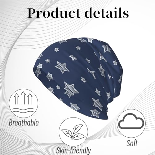 Unisex Stretch Knit Beanie Hat - color: Striped Stars