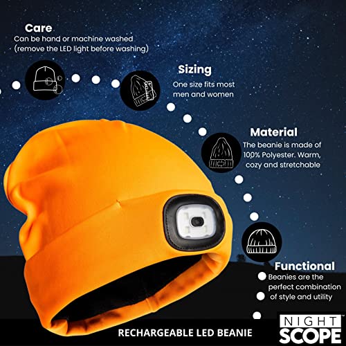 Classic Rechargeable LED Warm Knit Beanie Head Light Hat Headlamp for Outdoor Activities - color: Orange