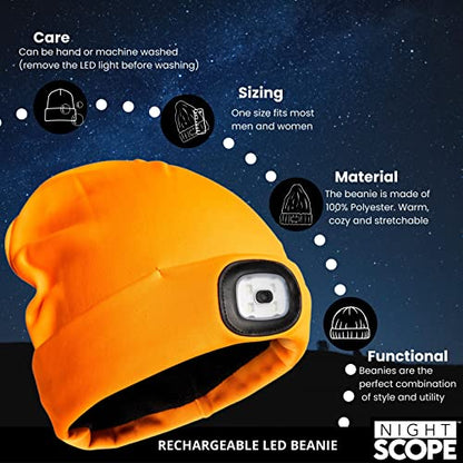 Classic Rechargeable LED Warm Knit Beanie Head Light Hat Headlamp for Outdoor Activities - color: Orange