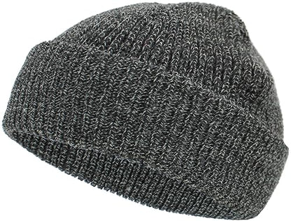 Fisherman Short Beanie Leon Roll up Trawler Classic Skullcap Hipster Beanie Warm Winter Hats Acrylic Ribbed Knit Cuff Daily - color: Dark Gray Mix Fisherman Beanie